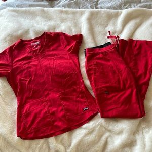 Greys Anatomy red set of scrubs